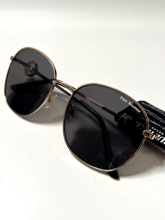 New TRUE RELIGION Round Rhinestone Sunglasses Metal Gold Black Lens main image 6